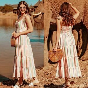 Chicwish Rainbow Candies Striped Midi Dress